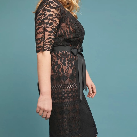 NWT Anthropologie Byron Lars Beguile  Black Carissima Sheath Dress 14 - Picture 4 of 9